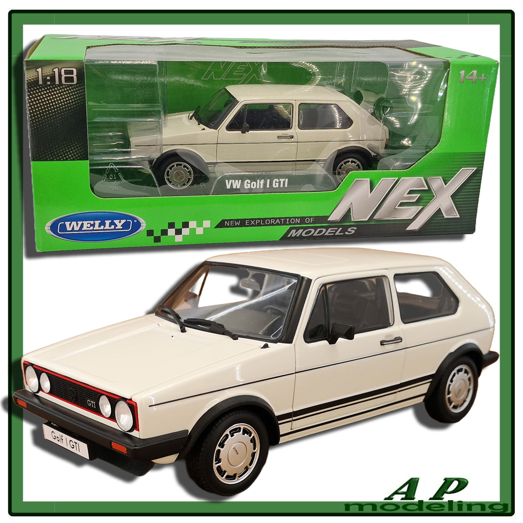 modellino auto scala 1/18 Volkswagen vw golf GTI mk1 modellini della welly nex