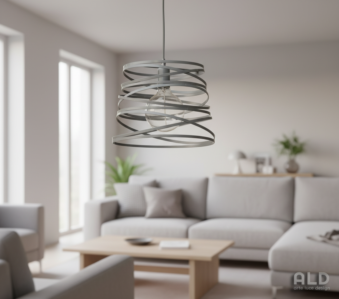 Lampadario sospensione moderno grigio per cucina bagno cameretta camera da letto