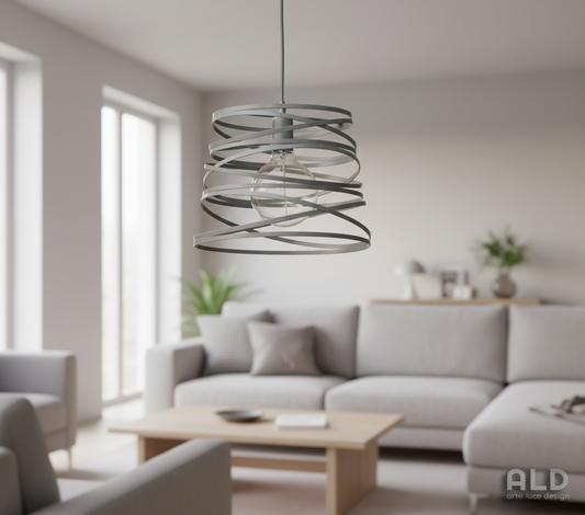 Lampadario sospensione moderno grigio per cucina bagno cameretta camera da letto