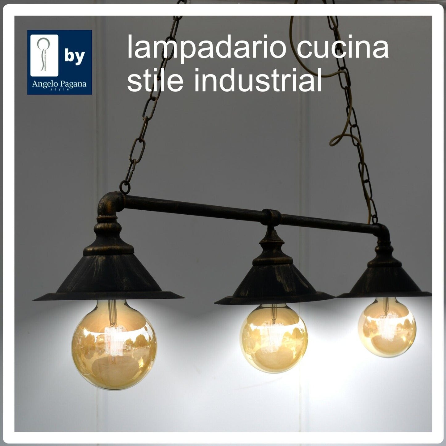 Sospensione a 3 luci stile industrial lampadario da cucina in metallo E27 usato