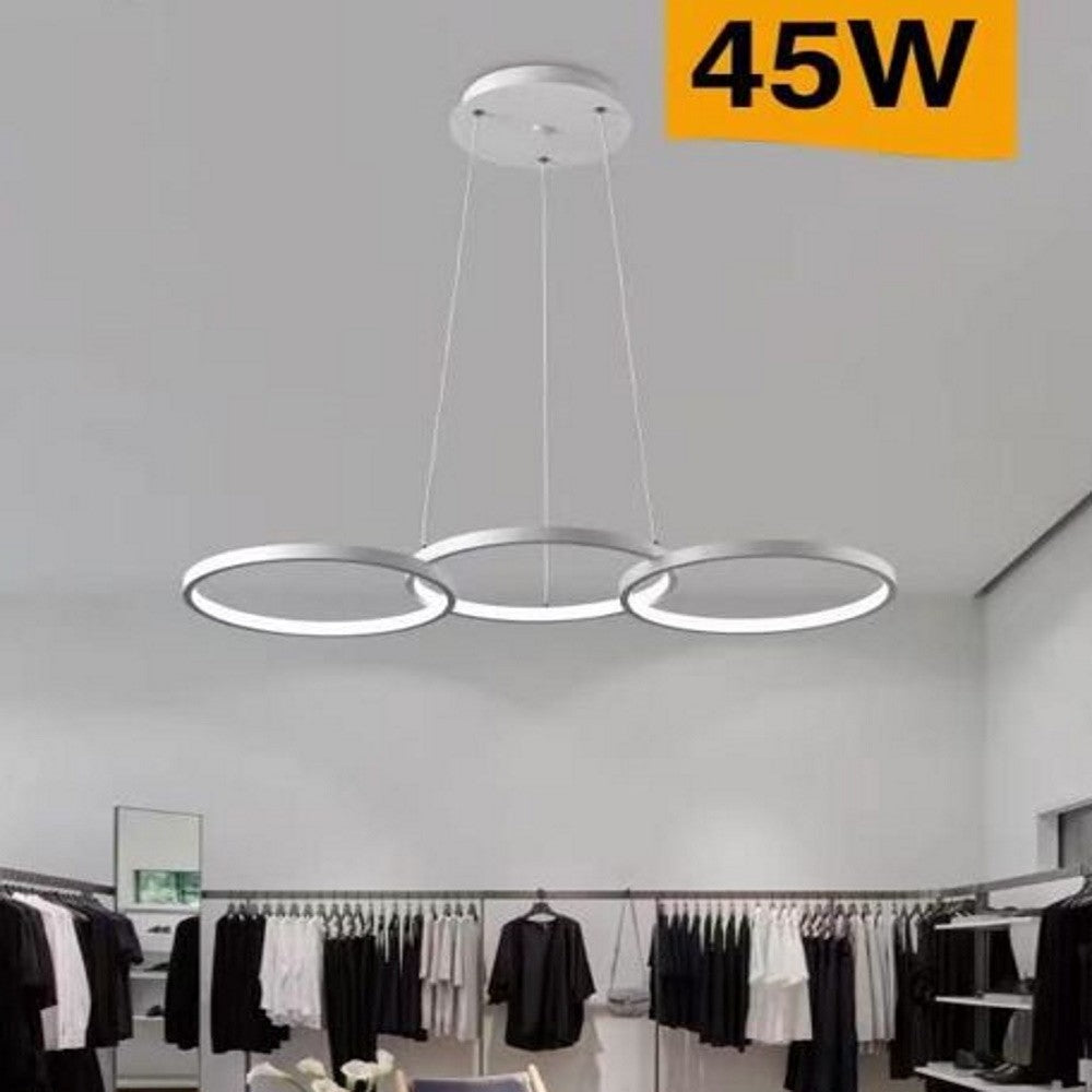 Sospensione led lampadario moderno a 3 cerchi per salone cucina negozio