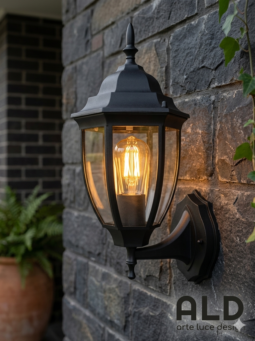 lanterna esterno rustico applique classico grande da muro in alluminio lampada e27  WS