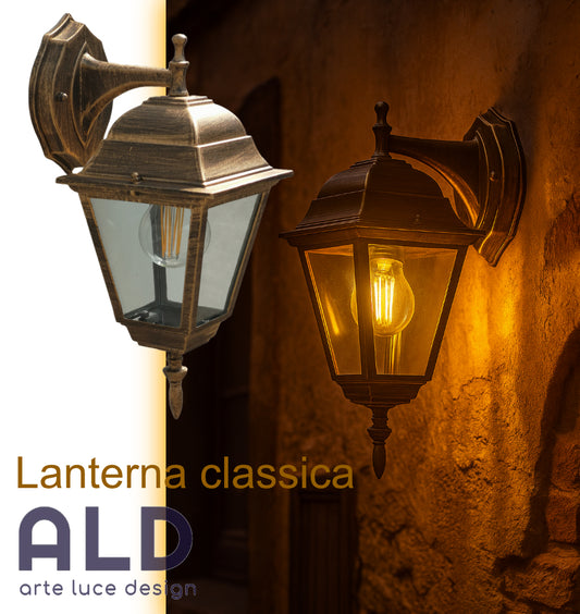 anterna esterno rustico (G) applique classico da muro in alluminio lampada e27