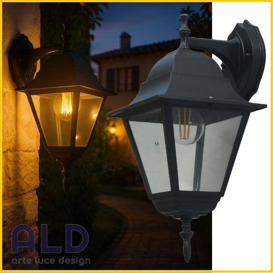 lanterna esterno rustico applique classico da muro in alluminio lampada e27 PN