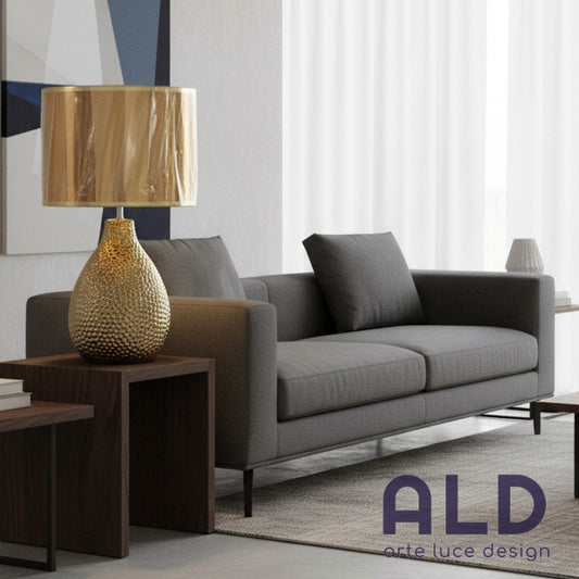 Lampada da tavolo colore oro Lume in ceramica E27 per camera da letto salone