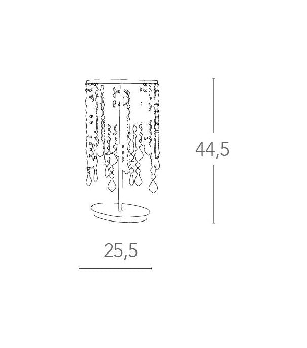 Lampada da tavolo in metallo cromo con pendenti in cristallo per camera da letto