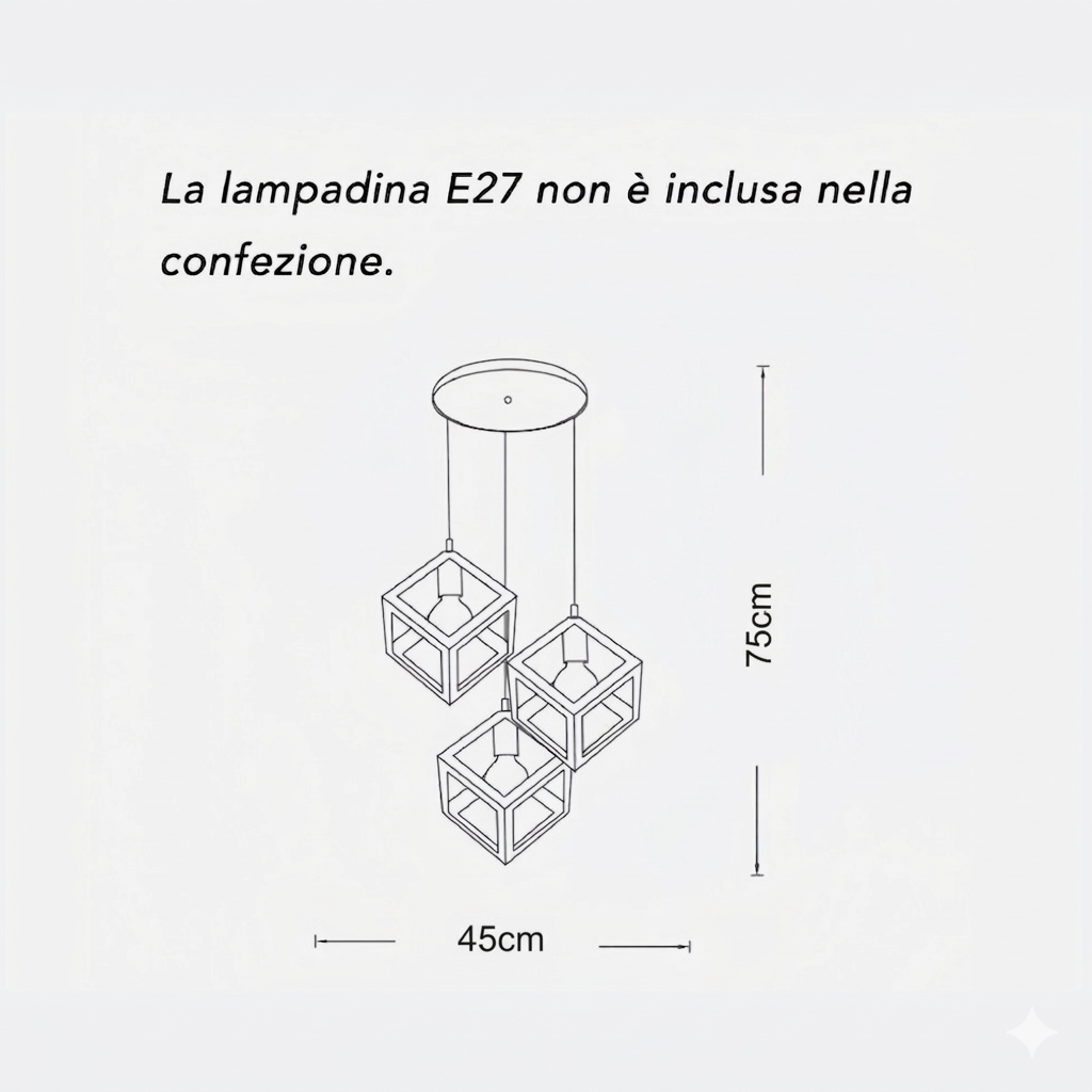 Lampadario a sospensione moderno bianco 3 luci E27 cucina cameretta ingresso
