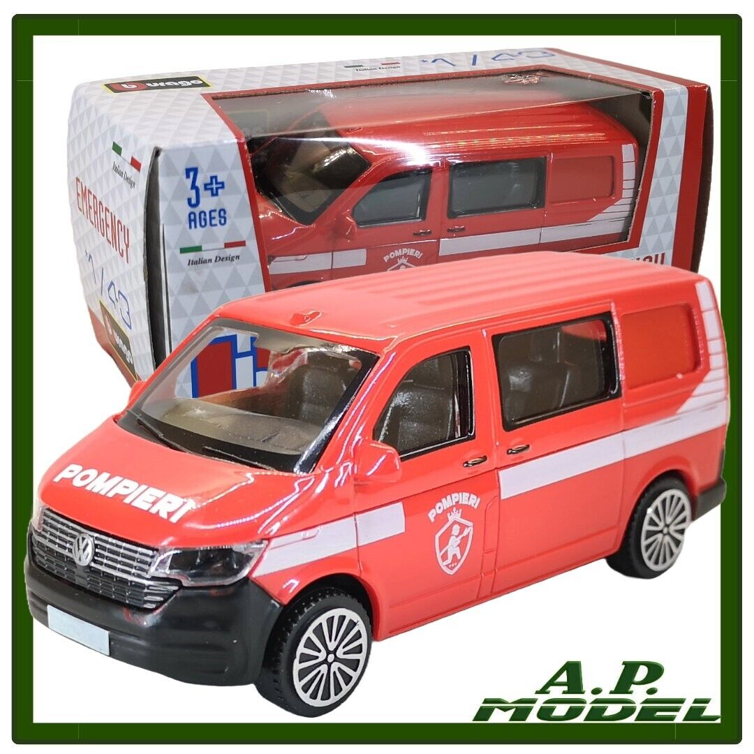 modellino furgone 1/43 Volkswagen vw t6 .1 transporter dei pompieri del 2020