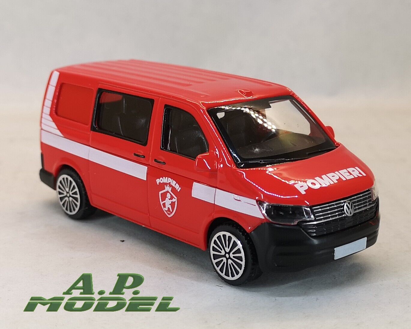 modellino furgone 1/43 Volkswagen vw t6 .1 transporter dei pompieri del 2020