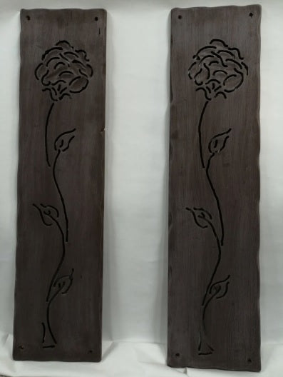 Coppia pannelli in legno con decoro fiore intagliato complementi arredo moderno