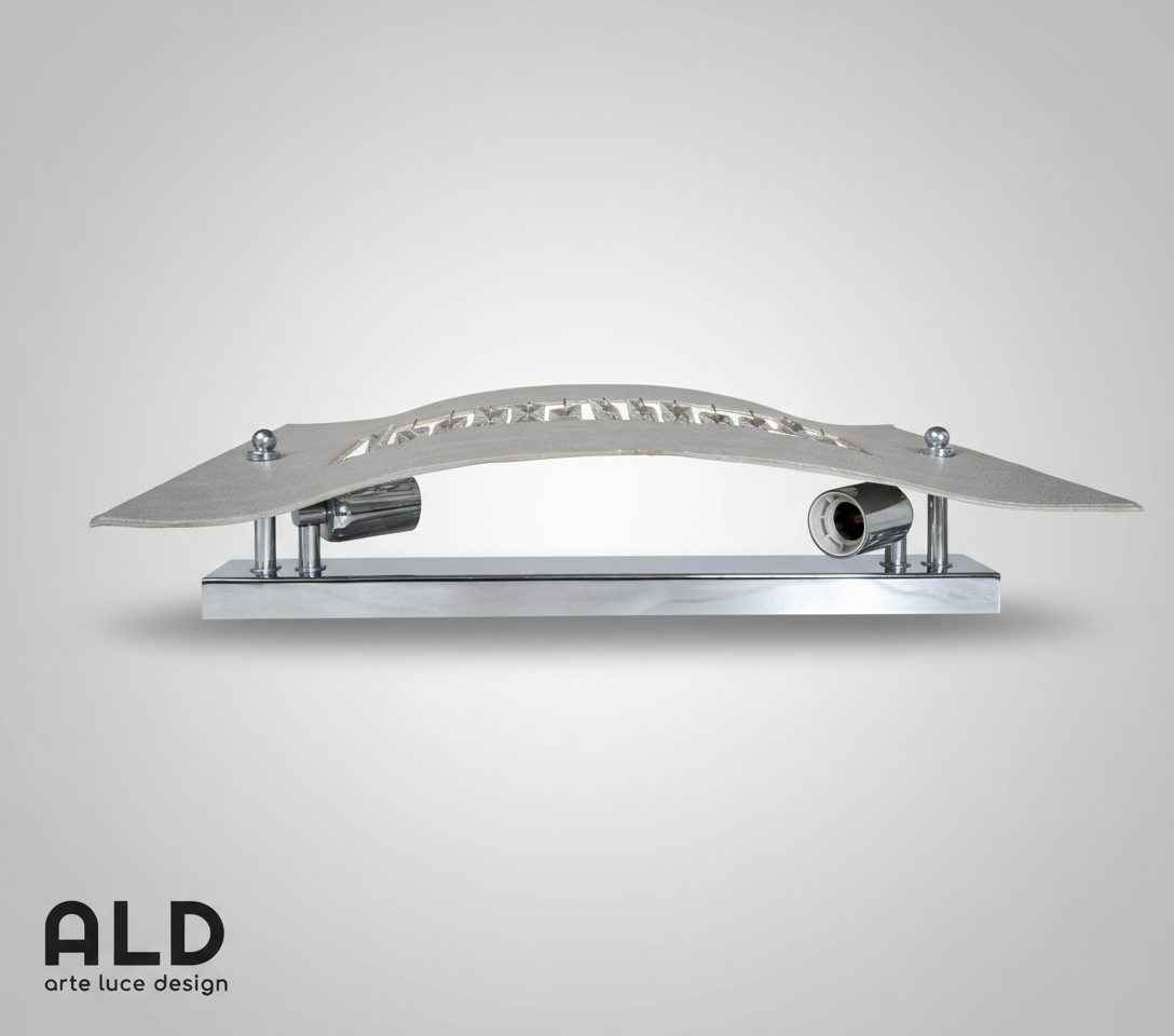 Plafoniera in ecopelle grigia e strass 2 luci E27 lampada da parete moderna