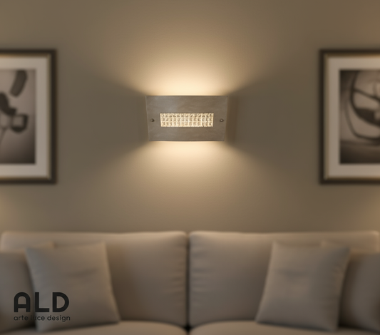 Plafoniera in ecopelle grigia e strass 2 luci E27 lampada da parete moderna