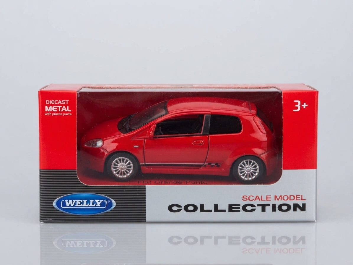 modellino auto scala 1/43 fiat grande punto banda nera bianca modellini  welly