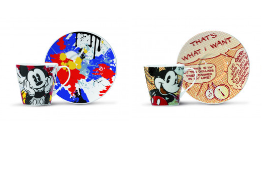 Tazzine da caffè con piattino ceramica Walt Disney topolino set collezione Egan