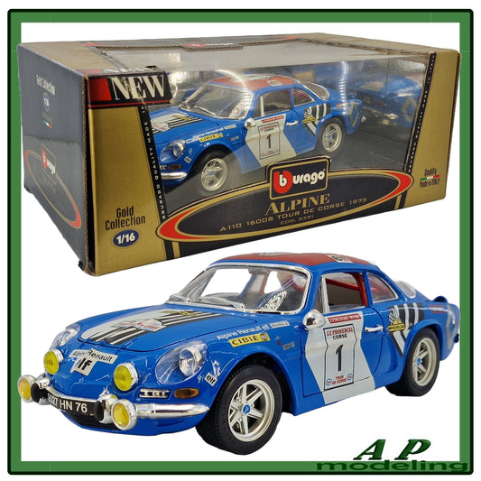 modellino auto 1/16 Renault alpine A110 1600 s tour de corse 1973 BBurago