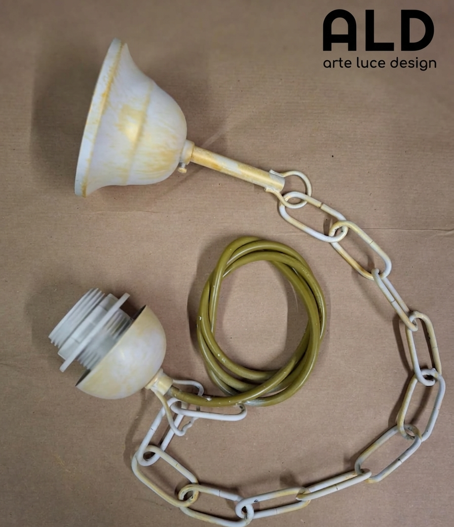catena in metallo avorio e oro per sospensione  ricambio lampadario attacco E27