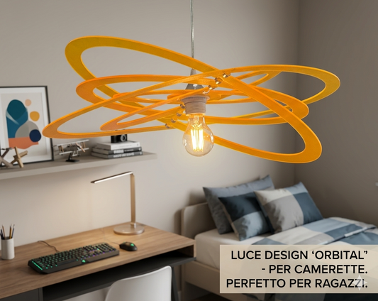 Lampadario a sospensione giallo con ellissi regolabili cameretta ragazzo bambino