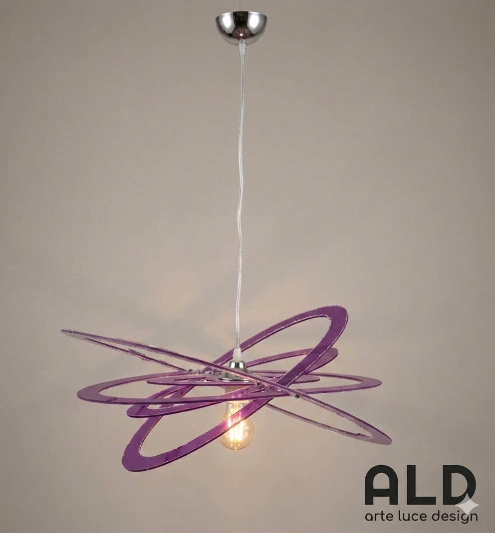 Lampadario a sospensione viola con ellissi regolabili cameretta ragazza bambina