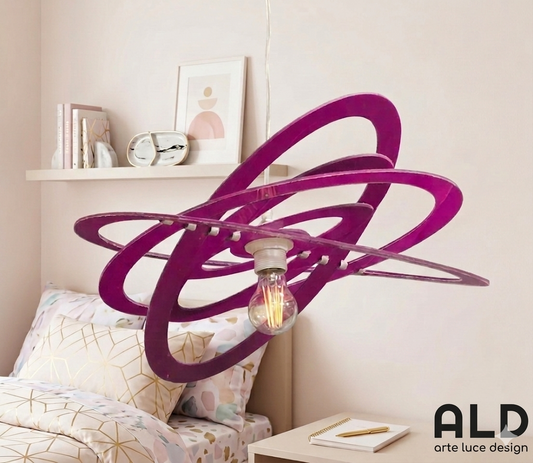 Lampadario a sospensione viola con ellissi regolabili cameretta ragazza bambina