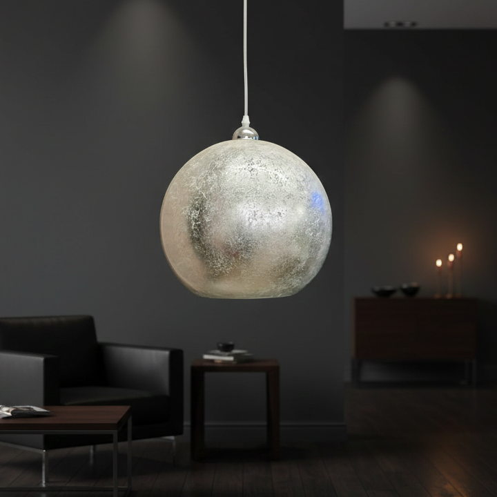 Lampadario moderno in foglia argento per cucina bagno cameretta camera da letto