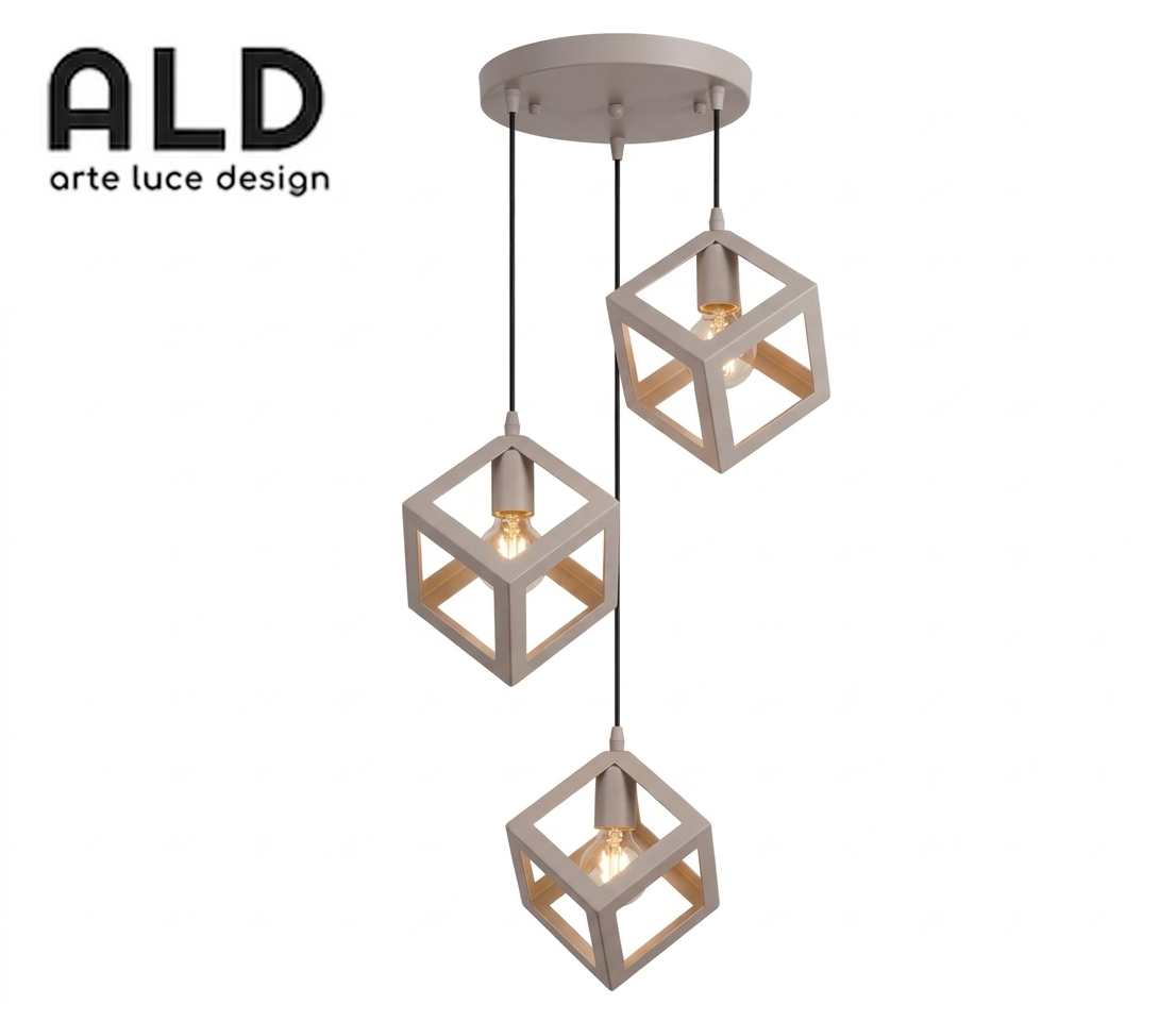 Lampadario a sospensione moderno tortora 3 luci E27 cucina cameretta ingresso