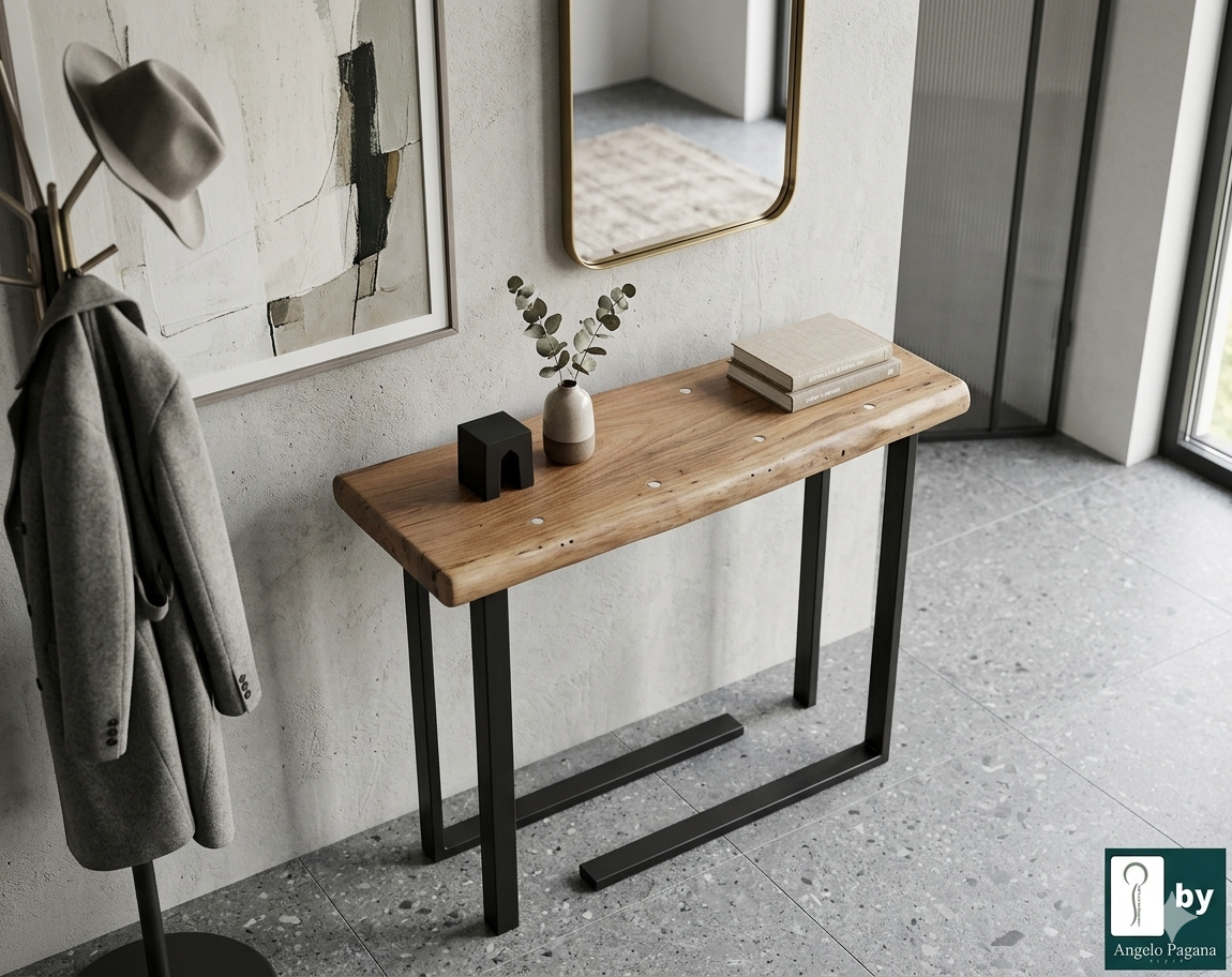 Consolle industrial tavolino alto da ingresso tavolo in legno e ferro moderno