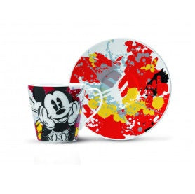 Set tazzine caffè con piattino in ceramica Walt Disney coppia topolino paperino