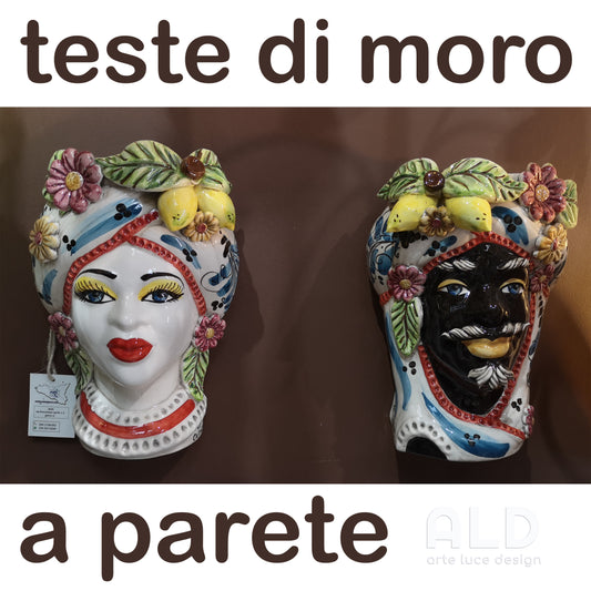 Teste di moro da parete in ceramica di Caltagirone decorazioni da appendere