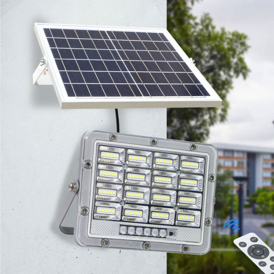 Faretto solare led 50w con telecomando illuminatore per esterno antipioggia IP65