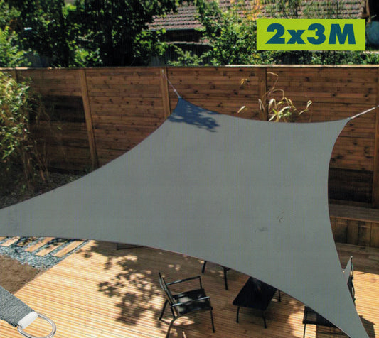 vela tenda ombreggiante parasole rettangolare grigio da giardino 2x3 metri