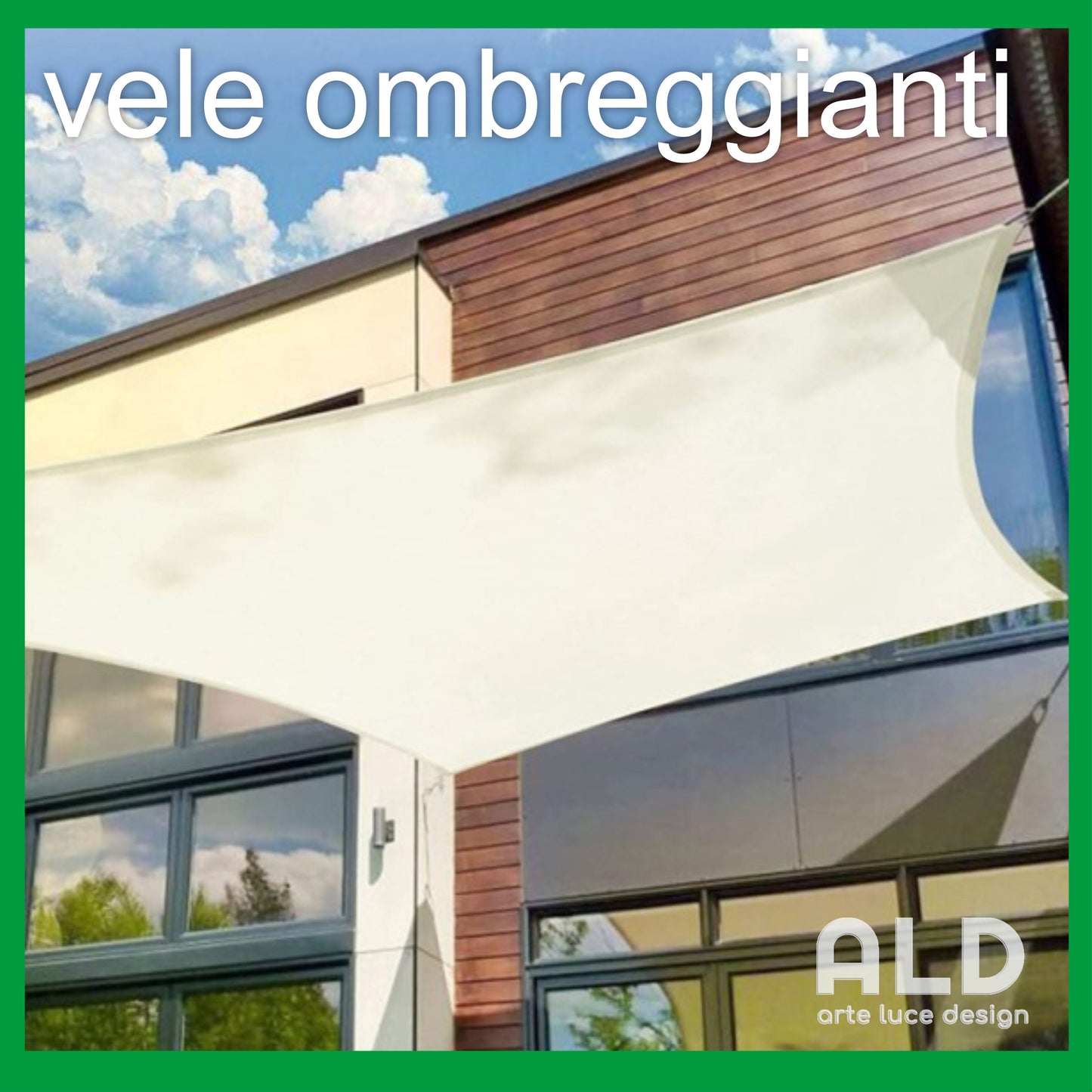 Vela telo tenda ombreggiante rettangolare 3x2 metri bianco parasole da giardino