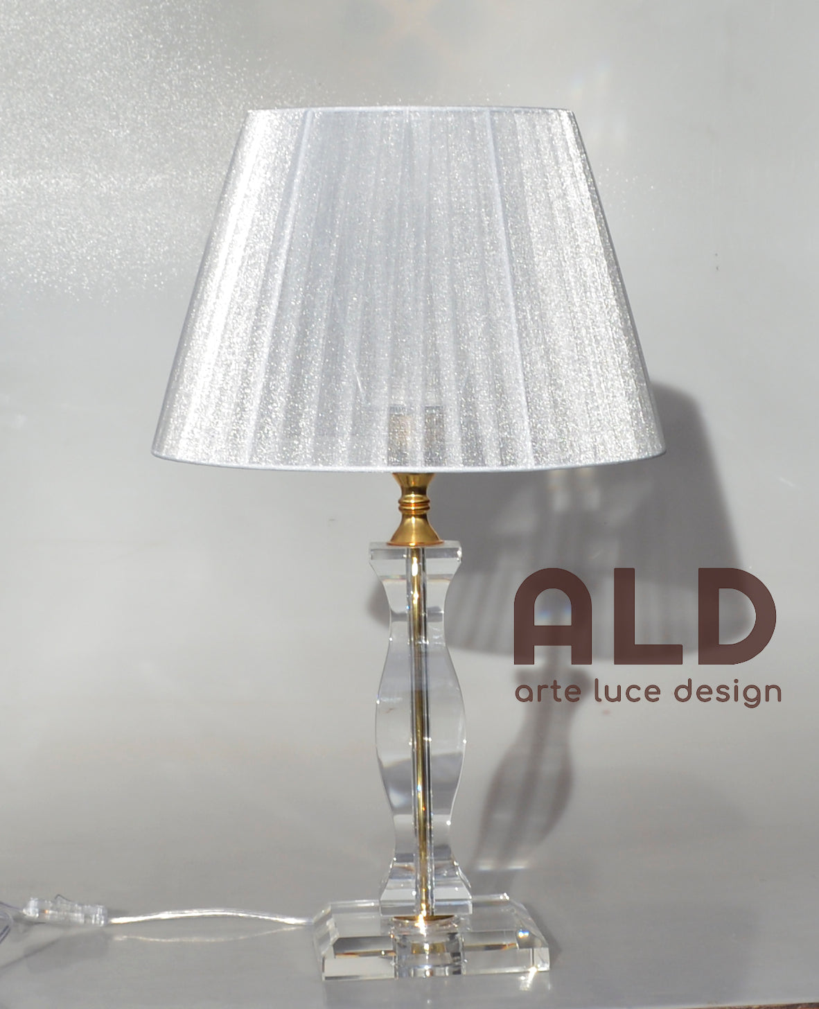 lampada da tavolo cristallo con paralumi tris lumi lumetti lume camera –  arte e luce designers