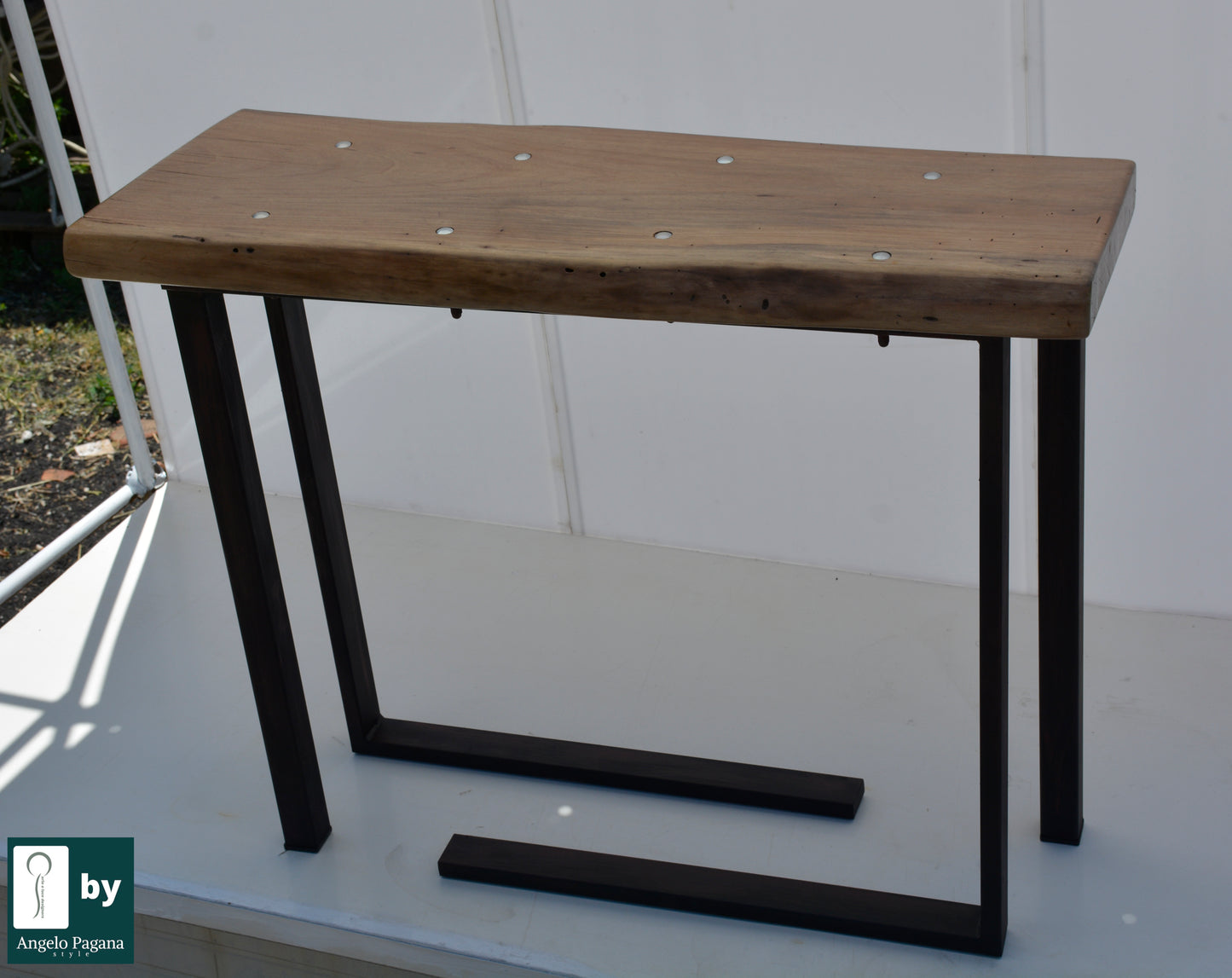 Consolle industrial tavolino alto da ingresso tavolo in legno e ferro moderno