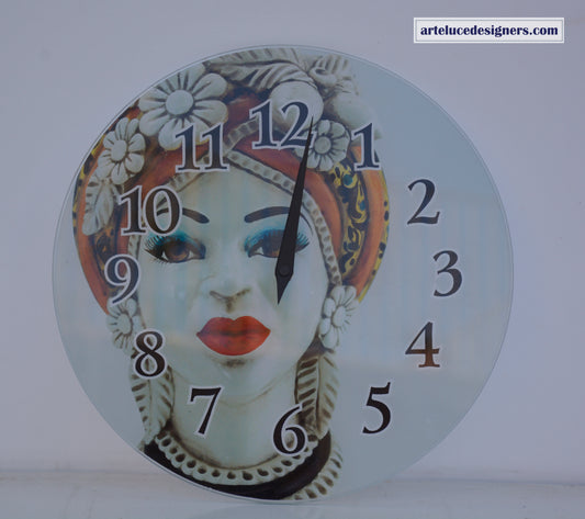 Orologio da parete rotondo classico moderno in vetro teste di moro lei Ø 48cm