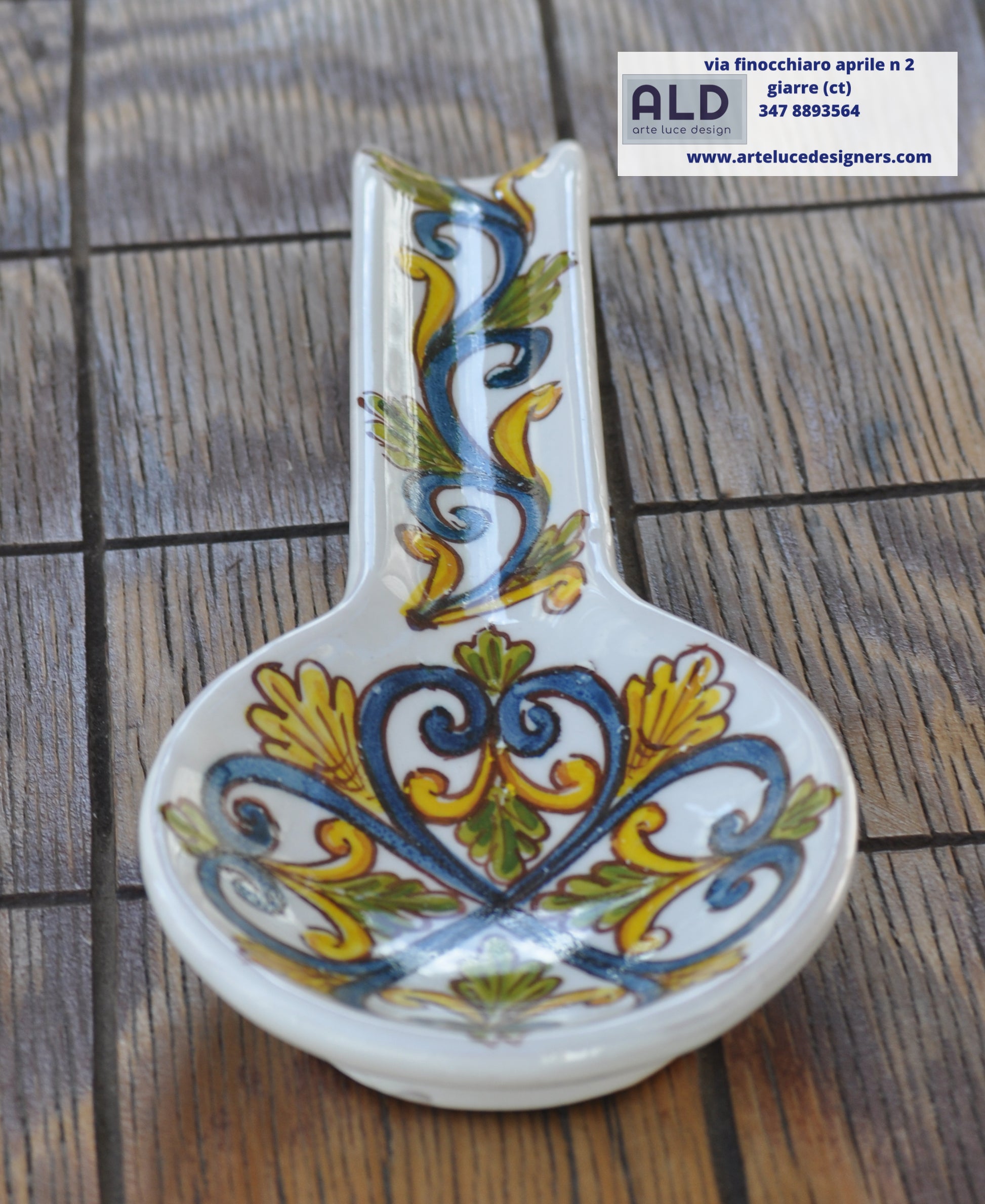 Porta mestolo in ceramica di Caltagirone poggia cucchiaio da cucina si –  arte e luce designers
