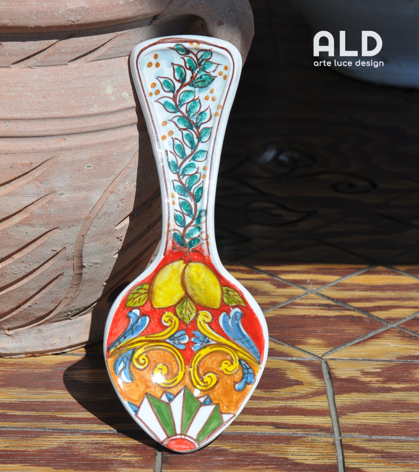 Poggia mestolo ceramica di Caltagirone porta cucchiaio soprammobile da – arte  e luce designers