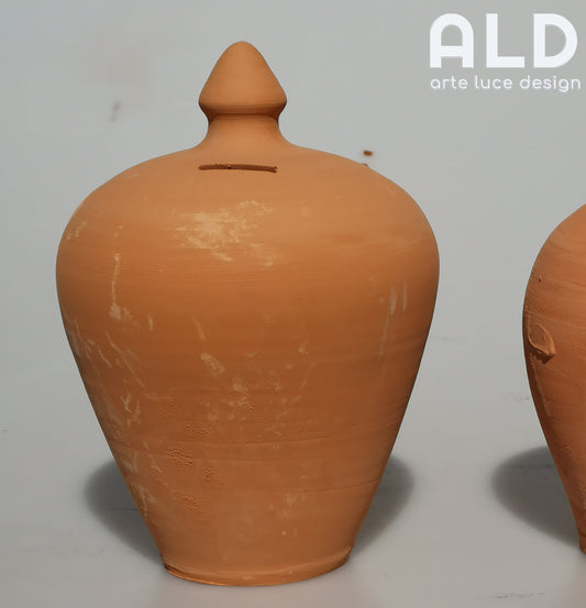 Salvadanaio in terracotta portamonete artigianale fatto a mano altezza 44cm G