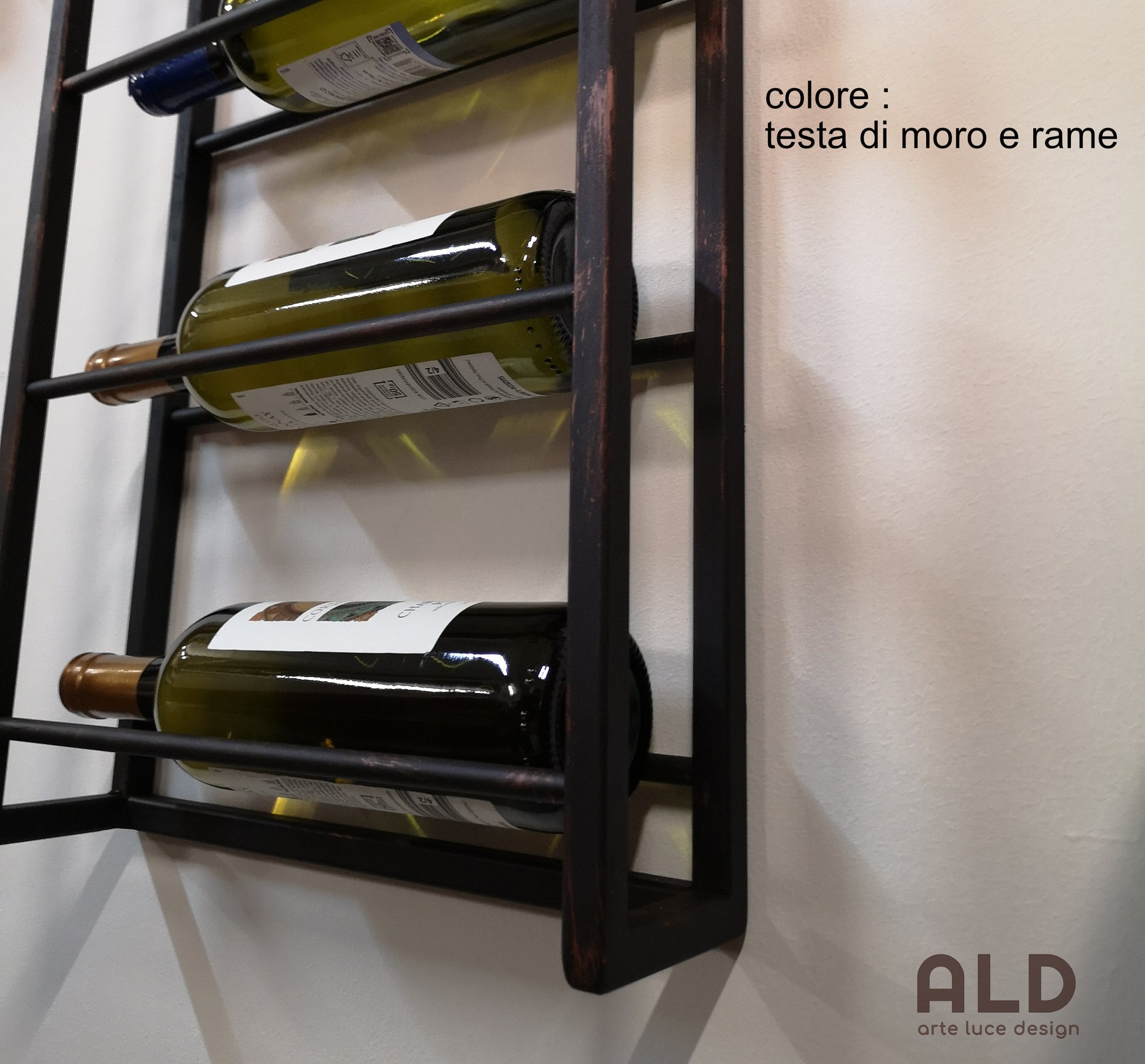 portabottiglie vino da parete in ferro stile industrial cantina cantin –  arte e luce designers