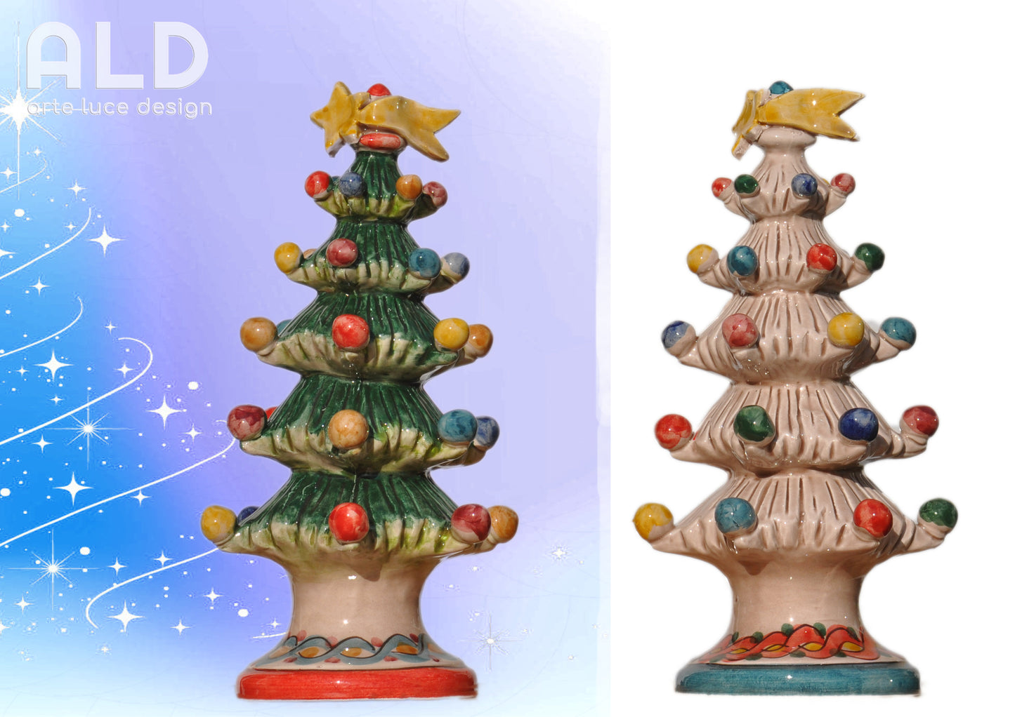 Alberello in ceramica di Caltagirone soprammobile natalizio albero decorazione natale