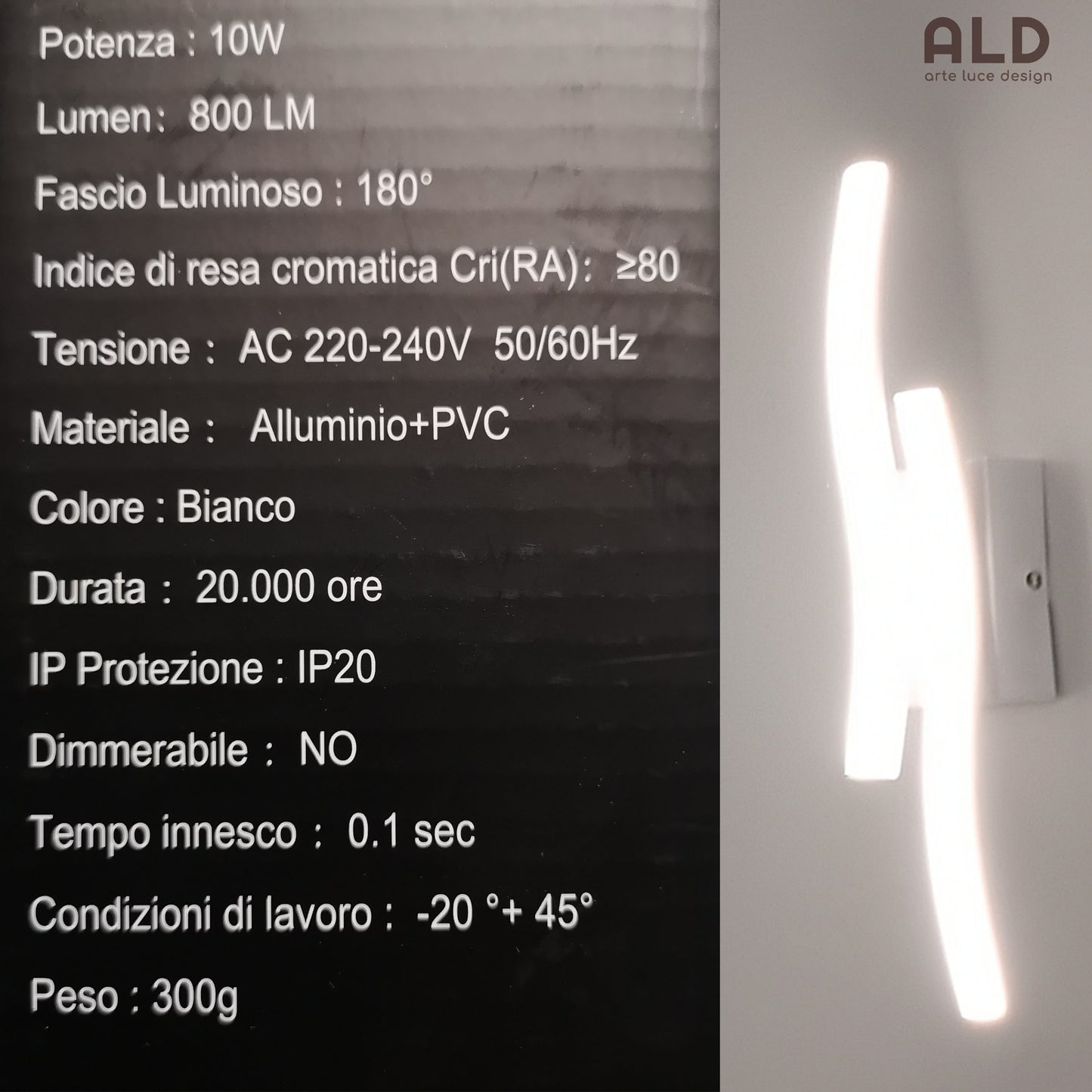 Applique led moderno da parete per bagno corridoio soggiorno cucina ufficio