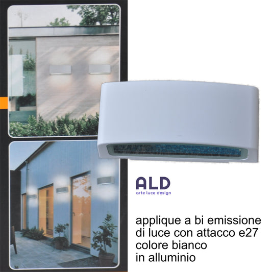 applique da esterno e27 bi emissione ip65 doppia luce illuminazione per parete bianco