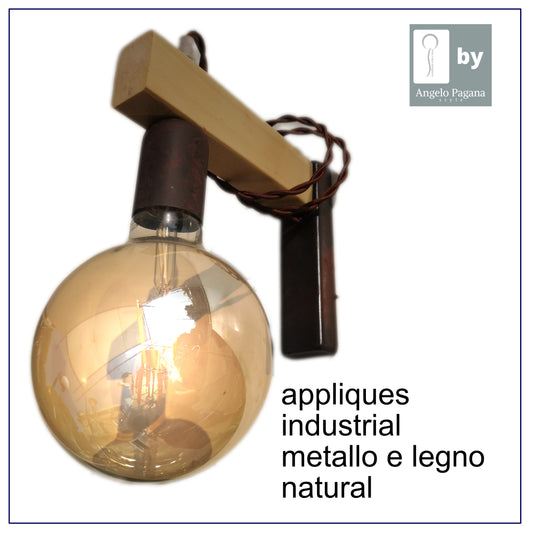 applique stile industrial legno natural