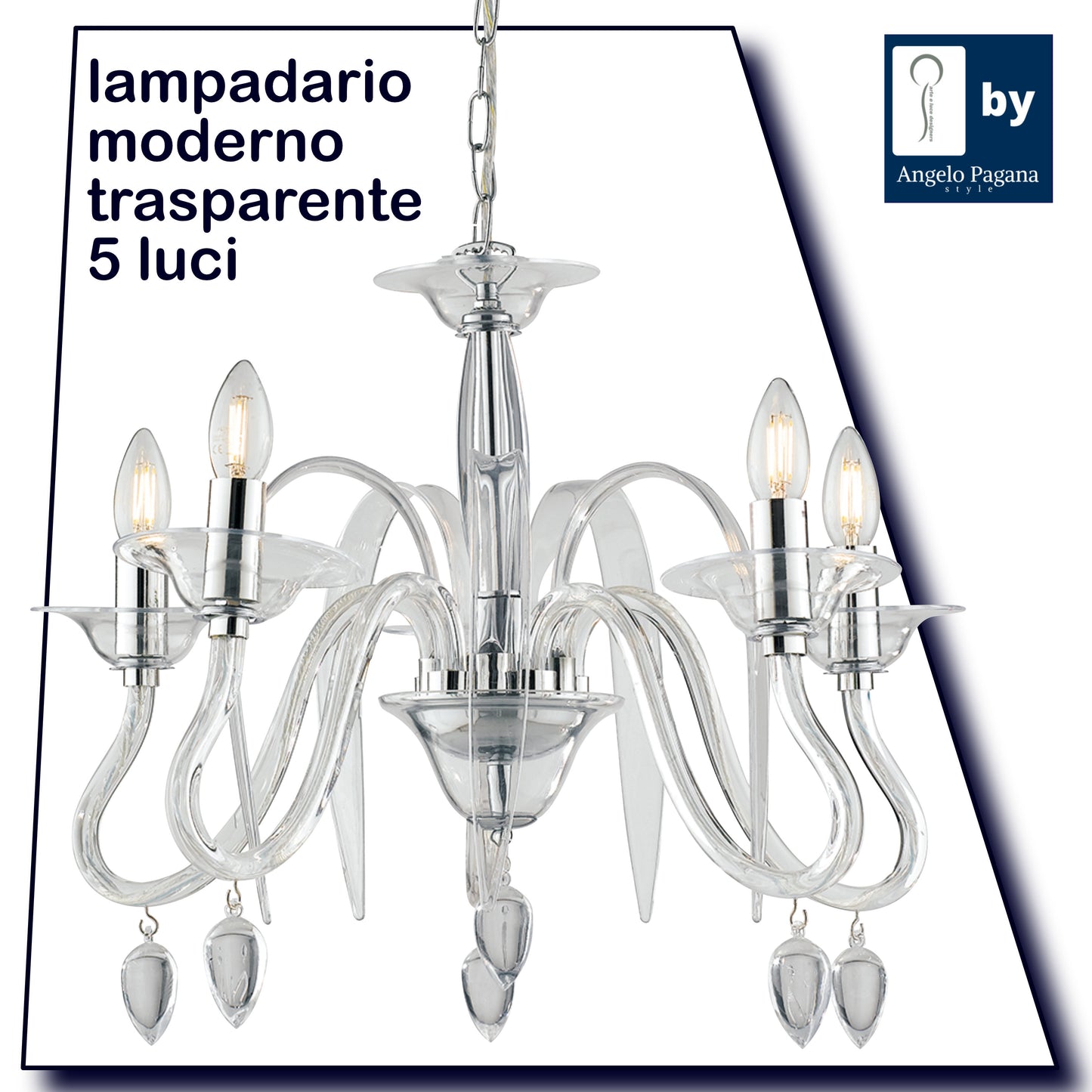 Lampadario Moderno Acrilico idea salone camera da letto 5 luci e14 vari colori