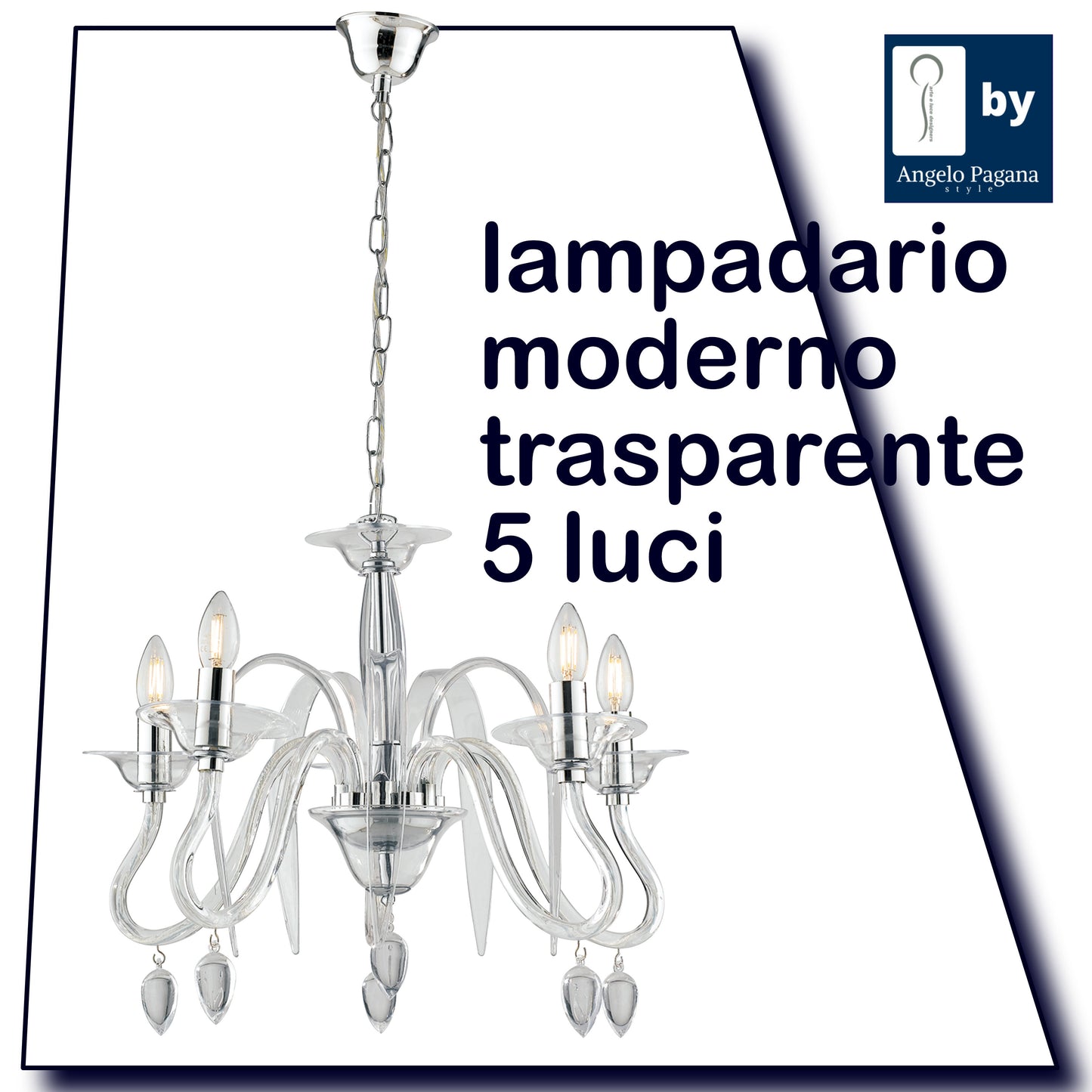 Lampadario Moderno Acrilico idea salone camera da letto 5 luci e14 vari colori