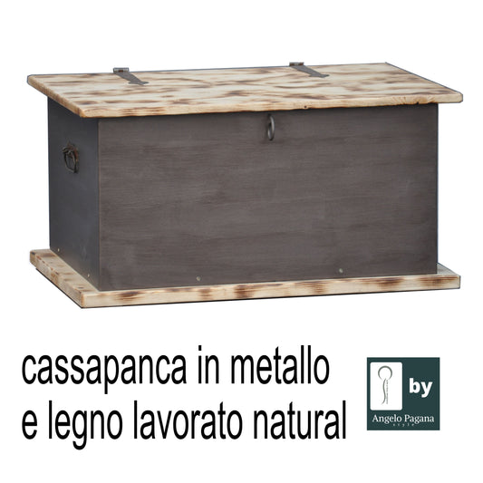 Cassapanca in legno natural contenitore multiuso baule d' arredamento interno