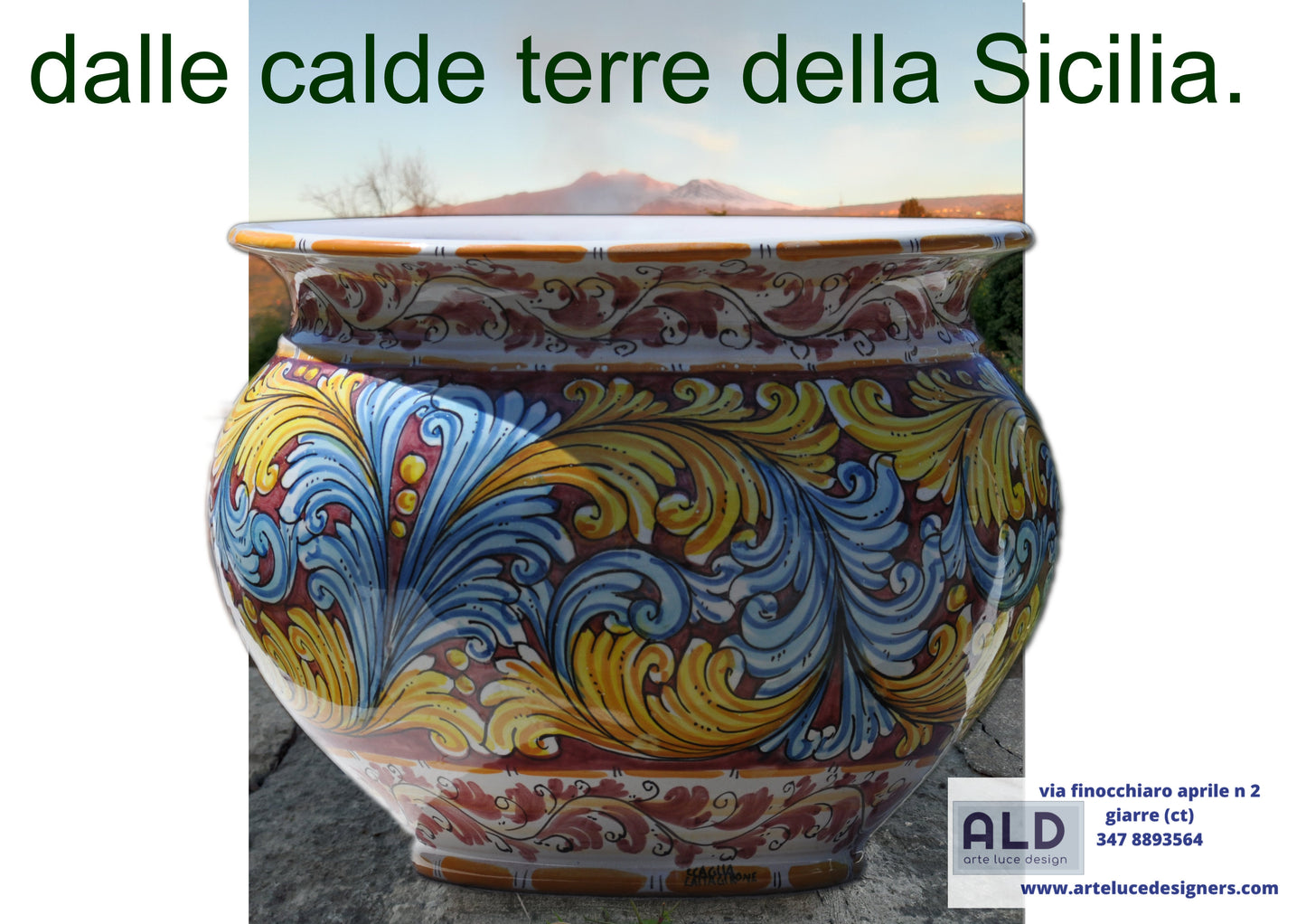 vaso caspo cache pot cachepot in ceramica di caltagirone copri vaso