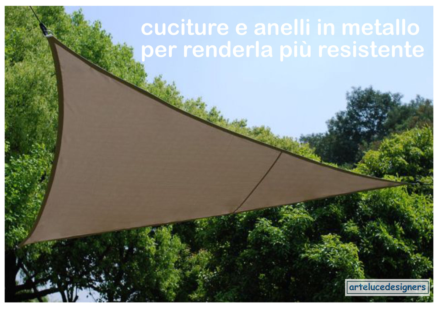 tenda parasole vela triangolare beige ombreggiante da esterno telo impermeabile