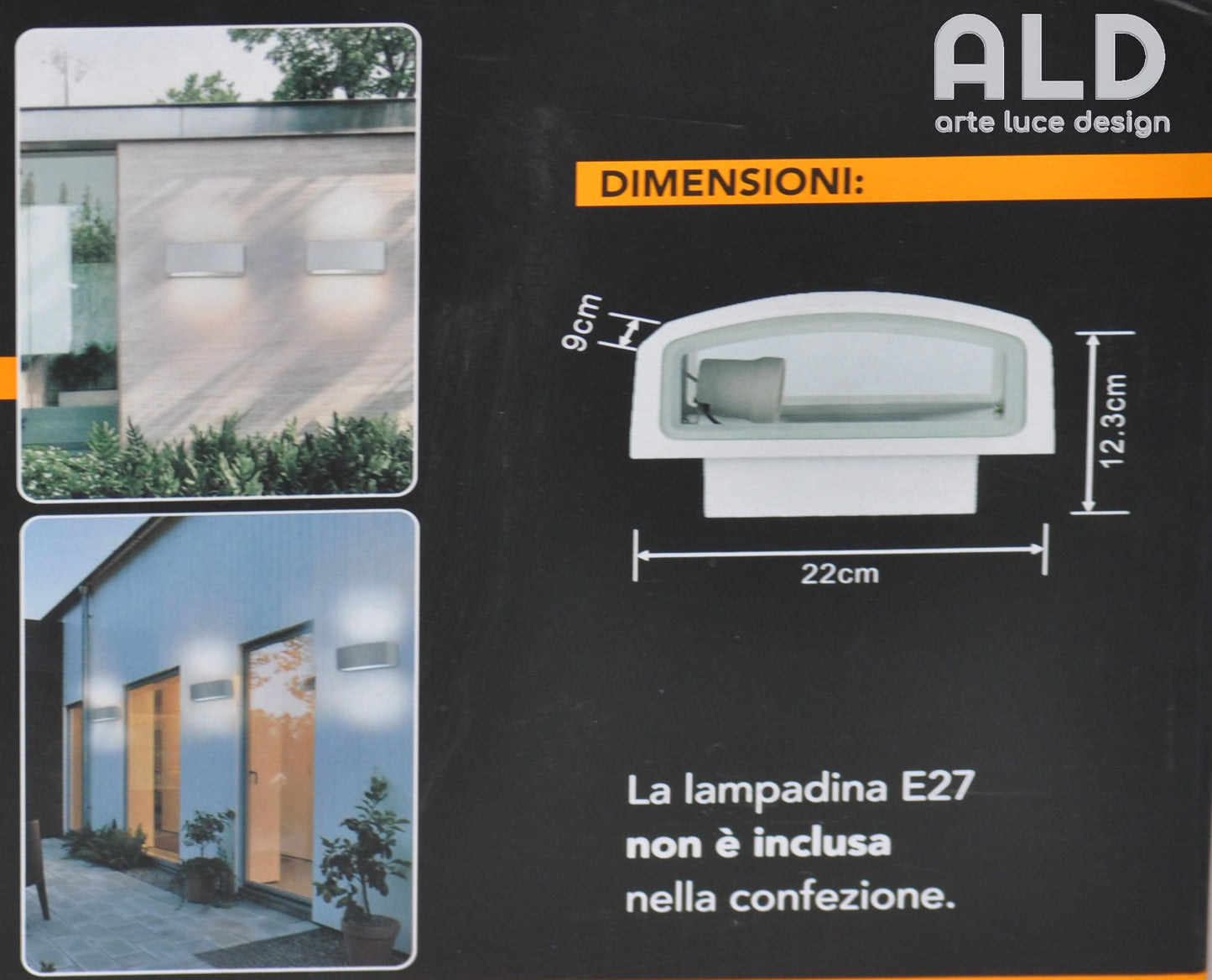 applique da esterno e27 bi emissione ip65 doppia luce illuminazione per parete bianco