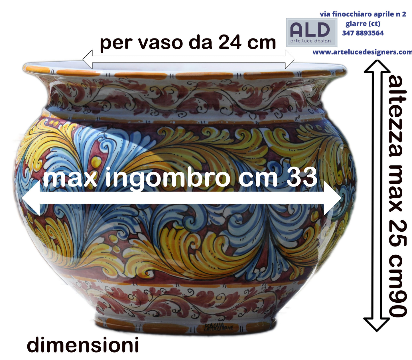 vaso caspo cache pot cachepot in ceramica di caltagirone copri vaso