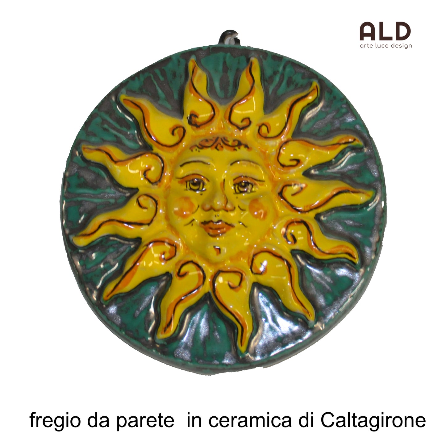 Sole in ceramica di Caltagirone fregio per muro da parete decorazione murale v